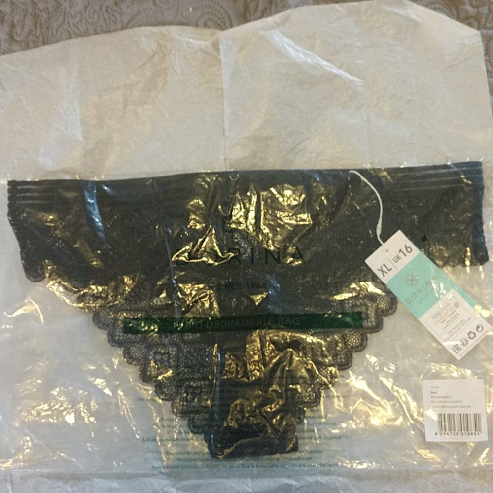 Black laser cut lace undies.
